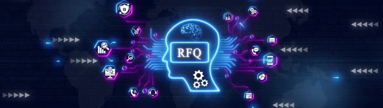 Rfq request for quotation digital concept with ai brain and business network