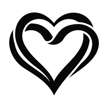 Abstract intertwined heart shape, love symbol, elegant graphic design element.