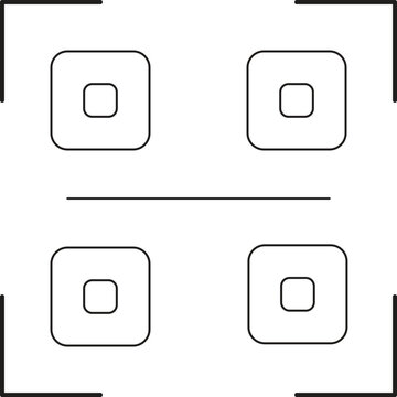 Abstract square layout interface icon with four rounded modules and lines