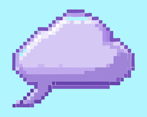 Fototapeta premium cloud shaped purple speech bubble icon for digital chat messaging app user interface design elements retro video game graphical asset