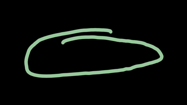 Hand drawn green oval circle doodle highlight line element