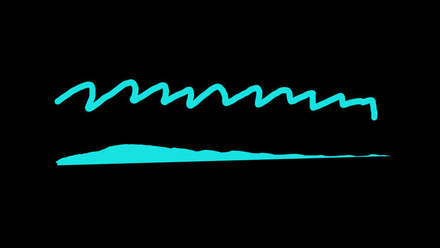 Cyan wave neon line and brush stroke vector illustration isolated on black background for design element and banner design