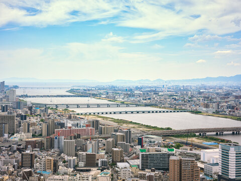 Osaka City Skyline With Rivers and Bridges in Daytime