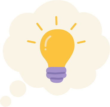 Light bulb idea inside thought bubble educational clipart