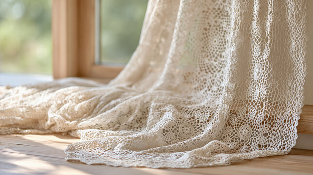 Delicate lacework panel draped across qu 2