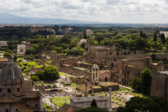 Panoramic view of the Roman Forum from Palatine Hill