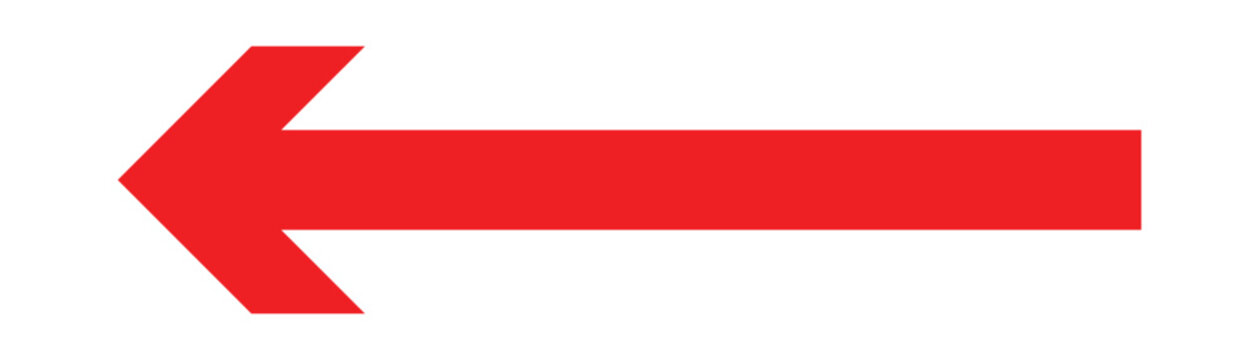 Long bold and thin red directional arrow pointing to the left isolated on white background. Vector red long arrow icon pack design very clear edge. based on white background. EPS-10.
