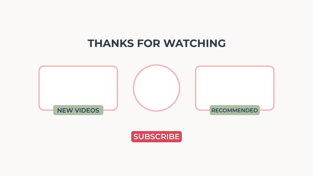 Minimalist Pastel YouTube Outro End Screen Overlay Template with Aesthetic Pink and Sage Green Accents