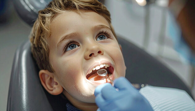 Pediatric patient receiving silver diamine fluoride application as part of minimally invasive dentistry and tooth decay prevention technology