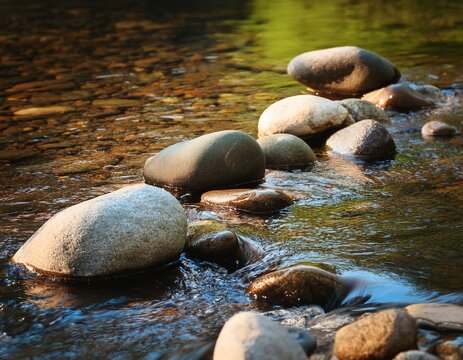 pebbles in water a water stream