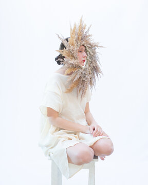 Organic Portrait with Handmade Wreath