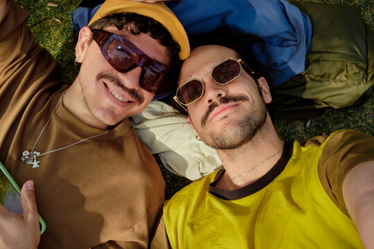 Two Friends Lying in Shinjuku Gyoen Park