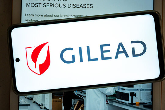 Gilead sciences logo on mobile device for biotechnology research