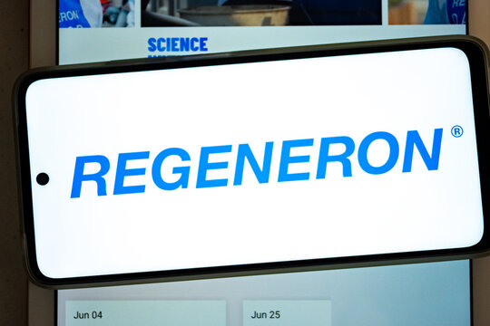 Regeneron pharmaceutical company logo on mobile device