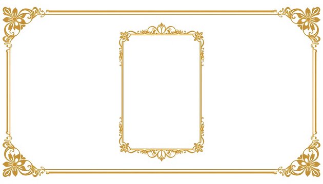 Set of Decorative vintage frames and borders set,Gold photo frame with corner Thailand line floral for picture, Vector design decoration pattern style. border design is pattern Thai art style