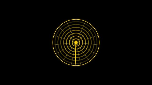 yellow Radar Screen Futuristic Digital HUD Sonar Scanner Navigation Animation