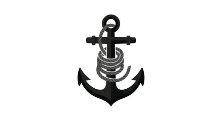 Anchor with coiled rope a dark toned vector illustration on a transparent background maritime nautical © Victoria hub