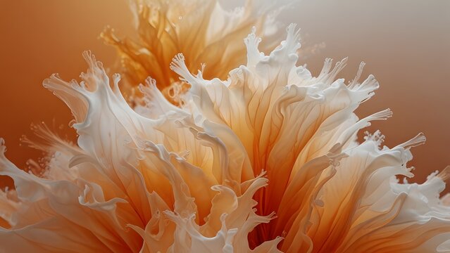 Vibrant orange and white organic coral flower object texture for creative design