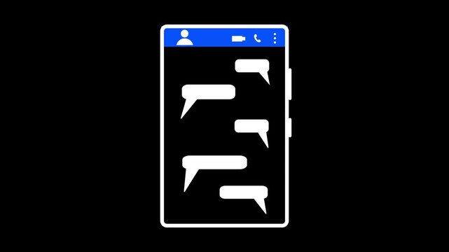 chat application interface mockup with speech bubbles on screen, mobile video..