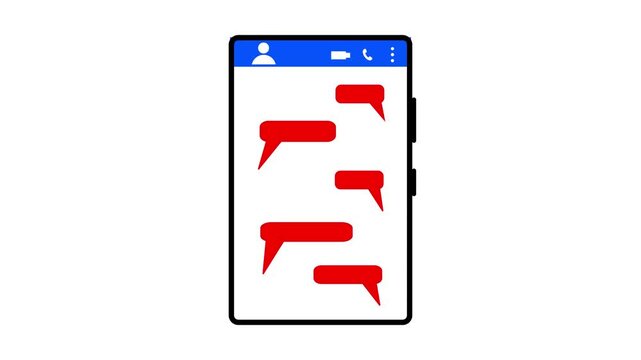 chat application interface mockup with speech bubbles on screen, mobile video..