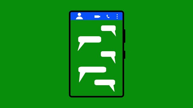 chat application interface mockup with speech bubbles on screen, mobile video..