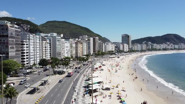 Drone footage Aerial view of Copacabana beach in Rio de Janeiro | Brasil
