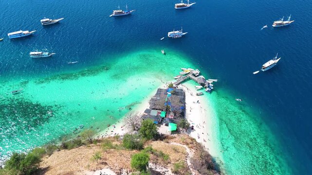 Stunning aerial perspective of Pulau Kelor with turquoise