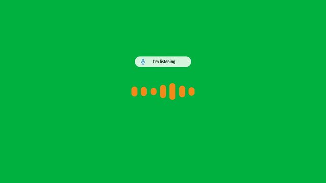 Voice assistant interface with wake word prompt transitioning to active listening mode, digital