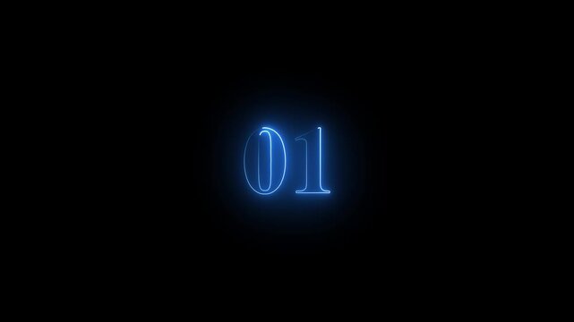 Abstract Glowing beautiful neon counting number 1 icon On 4K video And black background.