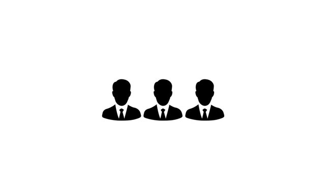 Abstract group people user icon animated on White Background icon.4k video