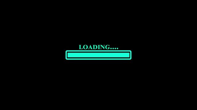 Loading bar, download bar progress, animated. Screen. Loading Transfer Download 0-100%.