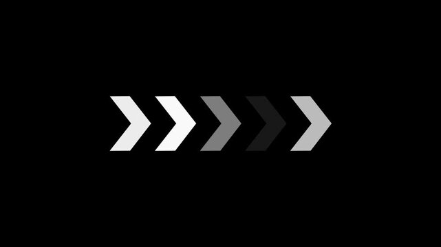 Arrow icon concept animation Right to Left direction looping arrow loading and navigation symbol on.4k animation. On black background