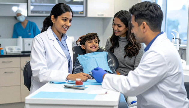 Dental consultation with child using silver diamine fluoride application, minimally invasive dentistry, and tooth decay prevention technology