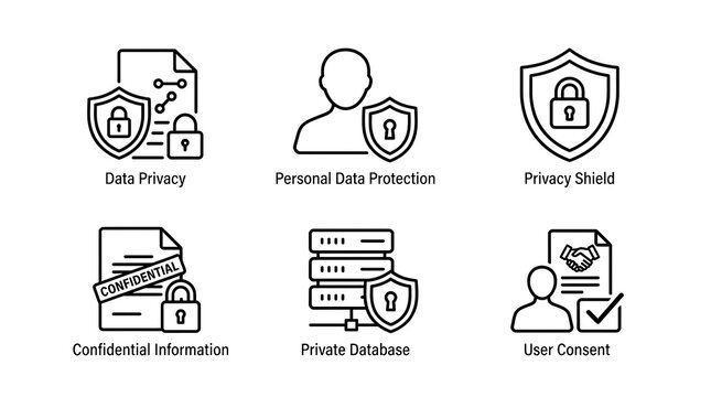 Data Privacy and Security Outline Icon Set