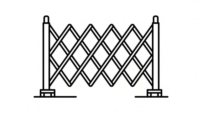 Collapsible l barrier gate icon for safety and construction site