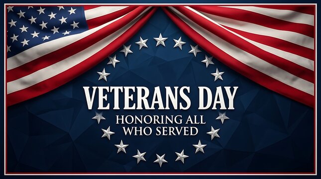Veterans day background with american flag and text honoring all who served in the united states military