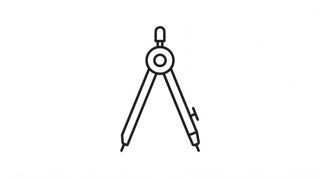 Minimalist black line art compass for engineering and architecture