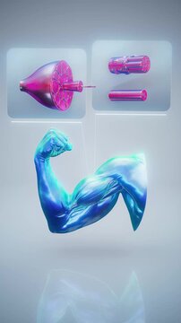 Conceptual 3D animation of biceps muscle anatomy