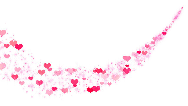 valentines day hearts shiny red lights and glitter stars isolated trail on transparent background,png glowing heart romantic love overlay social media overlay design element