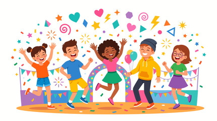 Diverse Group of Happy People Celebrating Global Unity and Community Connection Around Planet Earth