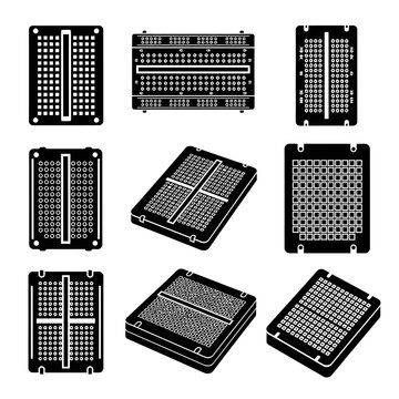 Collection of various breadboard and circuit module icons.