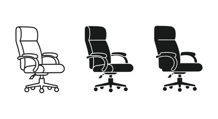 Obraz premium Three modern office chairs in different colors