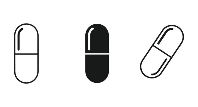 Simple capsule and pill icons set
