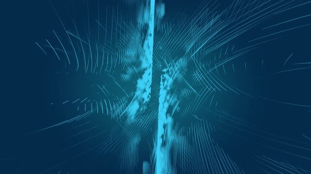 abstract modern wave flow background. Blue particles wave flow background. Seamless loop 4k video.