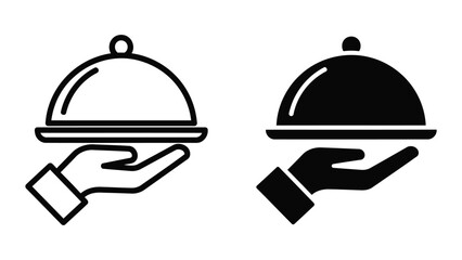 Fototapeta premium Hand Holding Bell Icon Line Art Vector Illustration Simple Outline Design