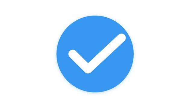 Animated white checkmark appearing in a blue circular icon