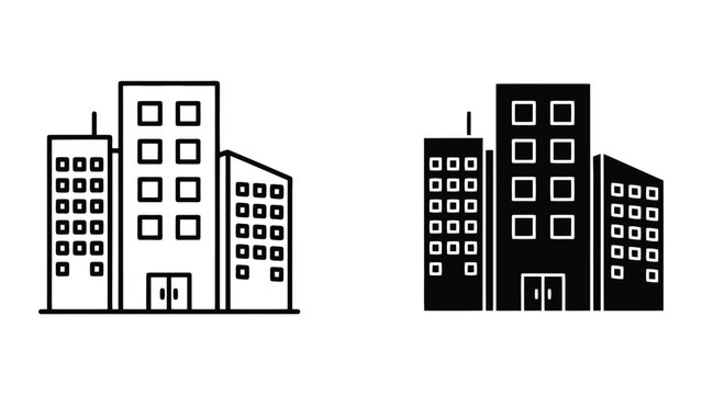 City building icons. Modern office architecture symbols for urban real estate design.