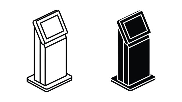 Interactive information kiosk icons. Digital touch screen terminal for self service.