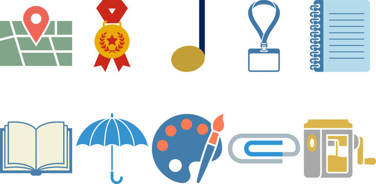 Back to school icon set colorful icons of various objects on white background