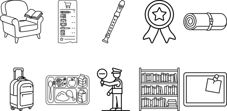 Back to school icon set line art icons for back to school and education